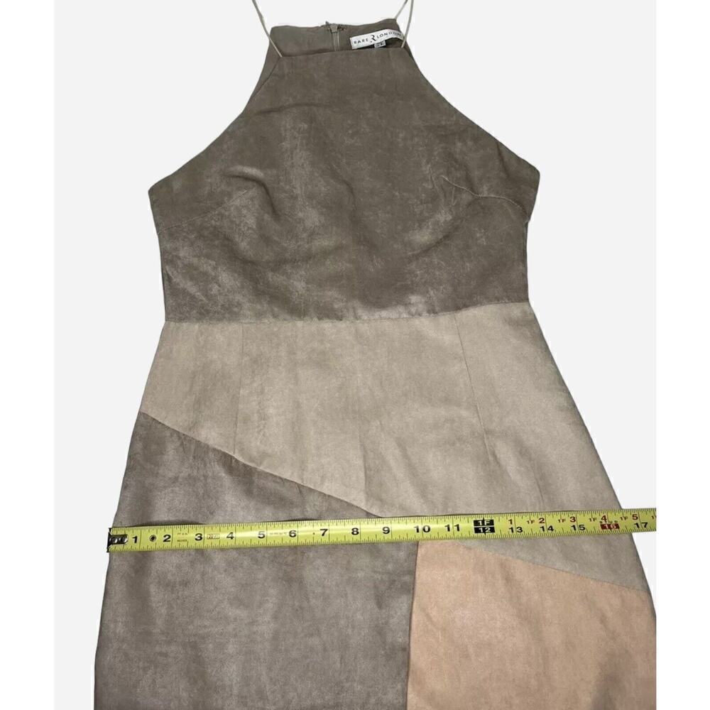 RARE LONDON Faux Suede Colorblock Asymmetrical Hemline Dress US Size 4/Small NEW - Picture 13 of 16